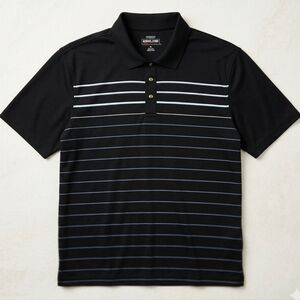 Kirkland Signature XL Black Striped Performance Golf Polo Shirt Short Sleeve
